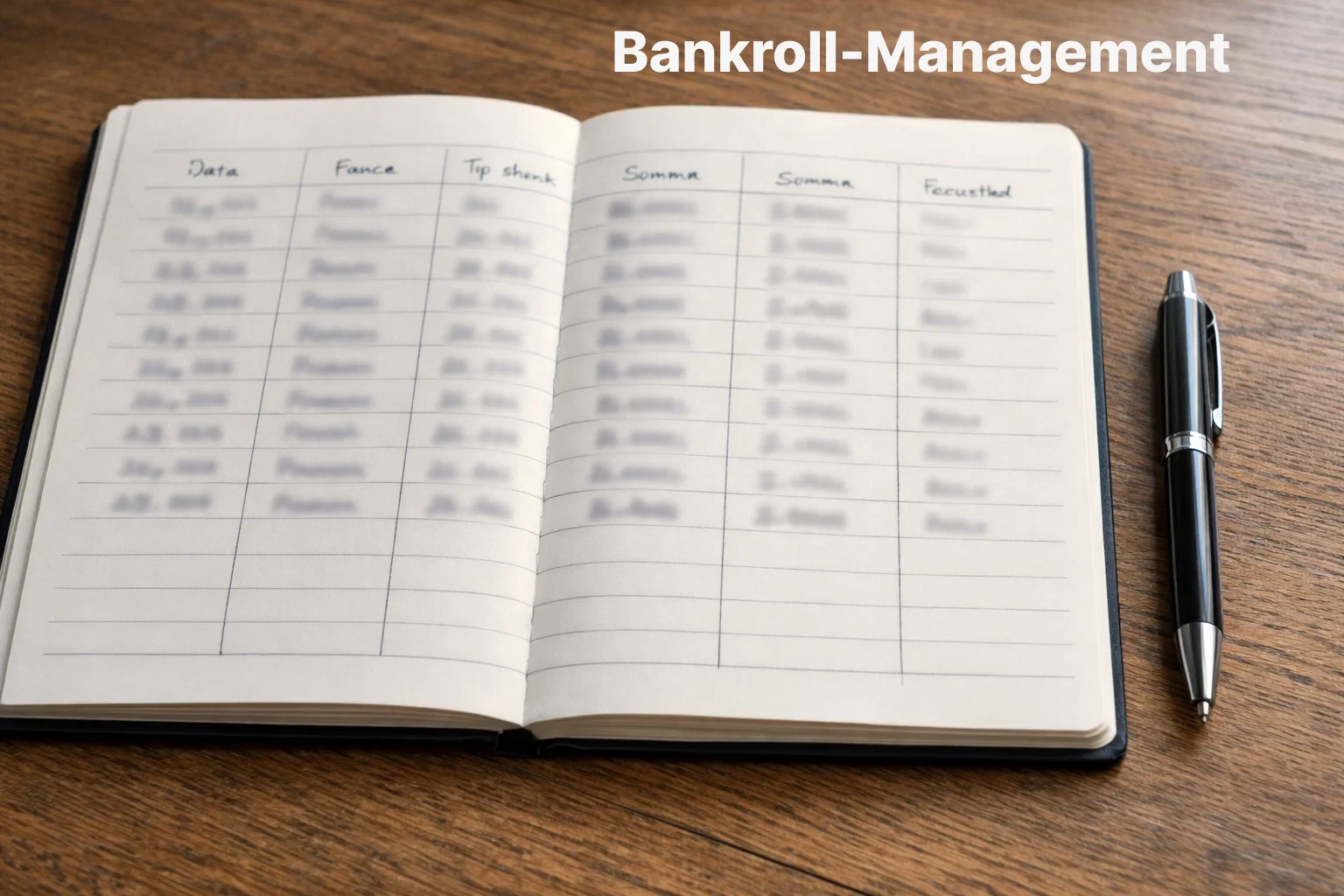 Notizbuch mit Wettaufzeichnungen und einem Taschenrechner auf dem Schreibtisch