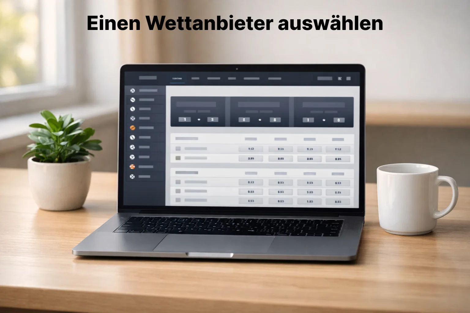 Laptop auf einem Schreibtisch zeigt eine Sportwetten-Webseite